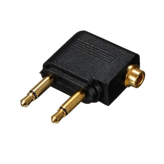 3.5mm Airline Airplane Adapter To Dual Prong Stereo Jack For Jack Aero