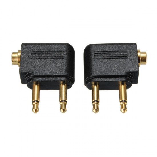 3.5mm Airline Airplane Adapter To Dual Prong Stereo Jack For Jack Aero