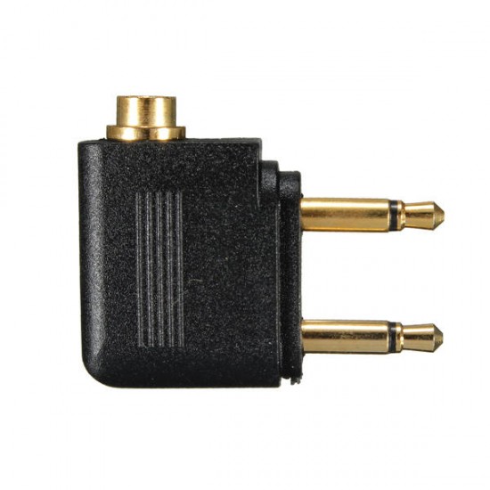 3.5mm Airline Airplane Adapter To Dual Prong Stereo Jack For Jack Aero