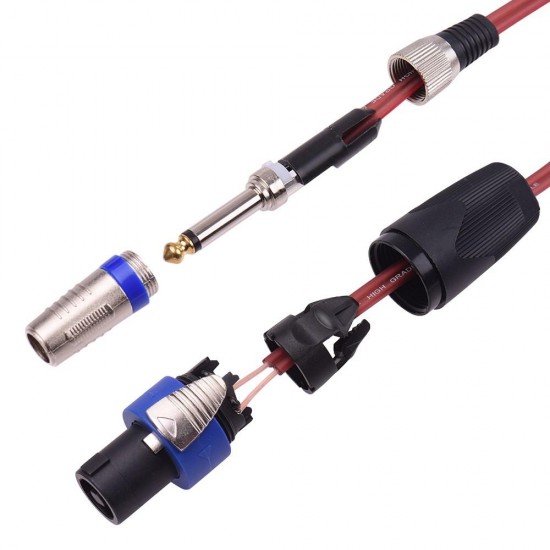 6.5mm to Ohm Head 4-Core Audio Cable foe Stage Speaker Amplifier