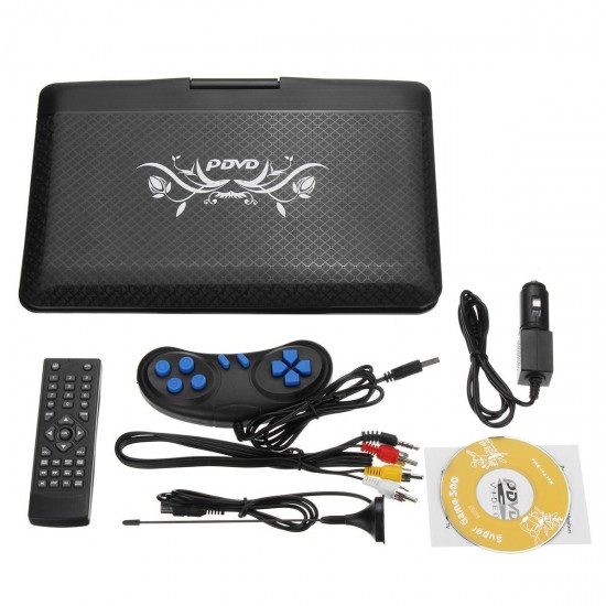 9.8 Inch Portable Car Rechargeable DVD Player Game Video Controller 270° Swivel Screen