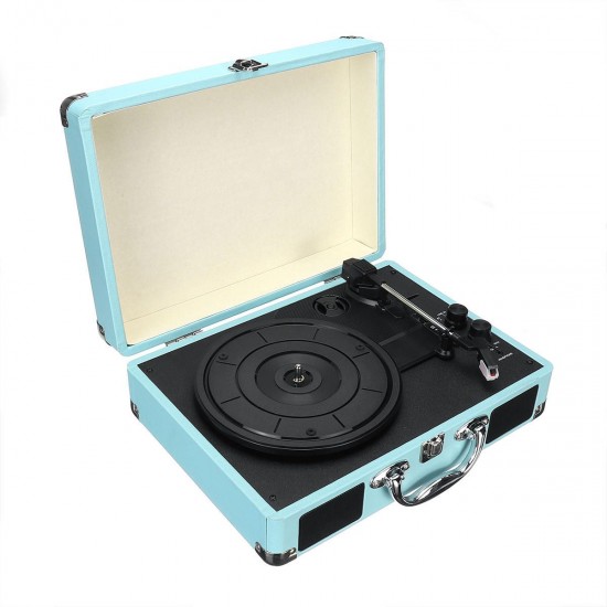 B32603 bluetooth Wireless 3 Speed Vinyl Record Player Turntable Retro 2 Speakers Case