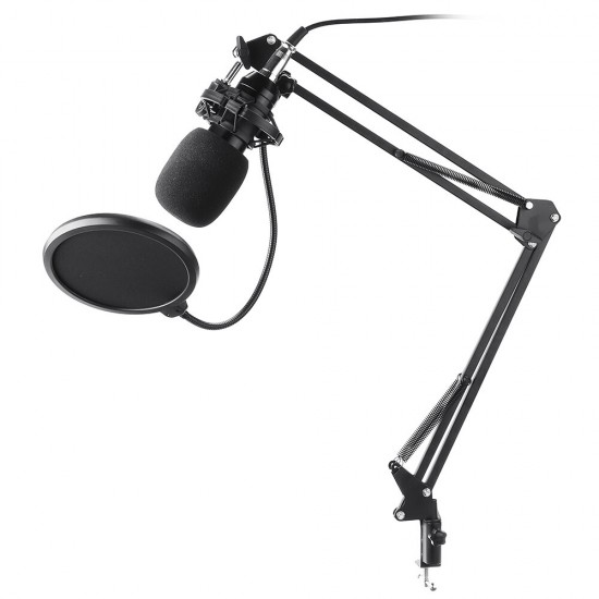 BM800 Live Sound Card V8 Condenser Microphone Recording Mount Boom Stand Mic Kit for Live Broadcast K Song