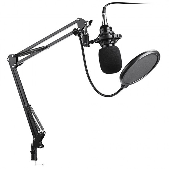 BM800 Live Sound Card V8 Condenser Microphone Recording Mount Boom Stand Mic Kit for Live Broadcast K Song