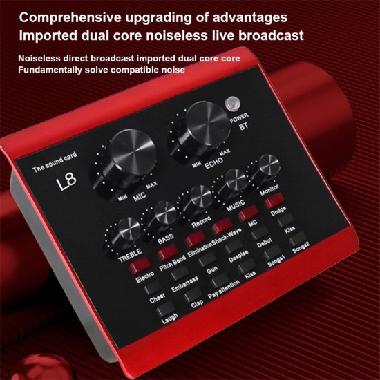L8 Live Sound Card bluetooth Sound Card Studio KTV Voice Chat Live Broadcast Mixing Effect Portable Sound Card L8 Live Sound Card bluetooth Sound Card Studio KTV Voice Chat Live Broadcast Mixing Effect Portable Sound Card