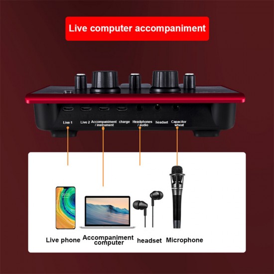 L8 Live Sound Card bluetooth Sound Card Studio KTV Voice Chat Live Broadcast Mixing Effect Portable Sound Card L8 Live Sound Card bluetooth Sound Card Studio KTV Voice Chat Live Broadcast Mixing Effect Portable Sound Card