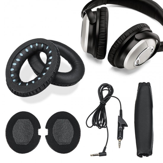 Replacement Headphone EarPads Audio Cable Headband Set for BOSE QuietComfort QC15 Replacement Headphone EarPads Audio Cable Headband Set for BOSE QuietComfort QC15
