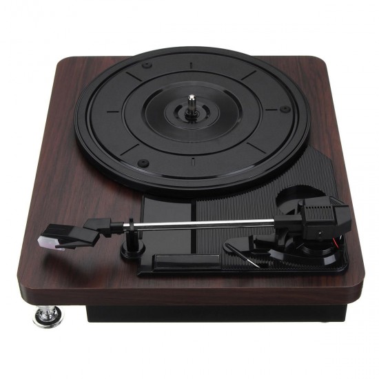 33RPM Antique Gramophone Turntable Disc Vinyl Wood Record Player RCA R/L 3.5mm Output USB