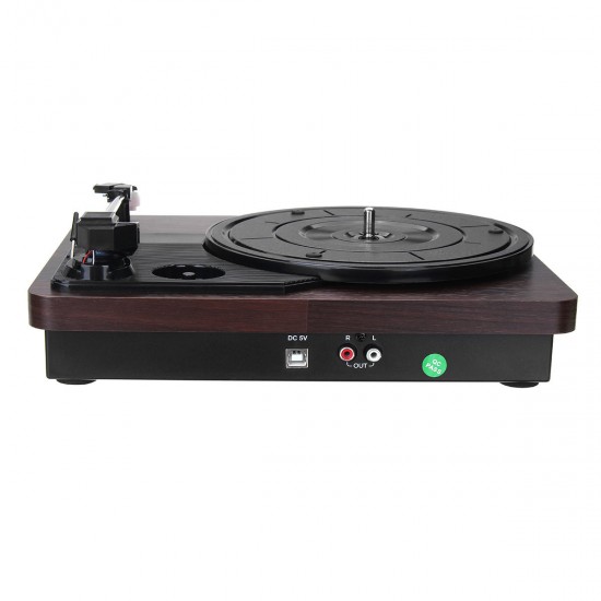 33RPM Antique Gramophone Turntable Disc Vinyl Wood Record Player RCA R/L 3.5mm Output USB