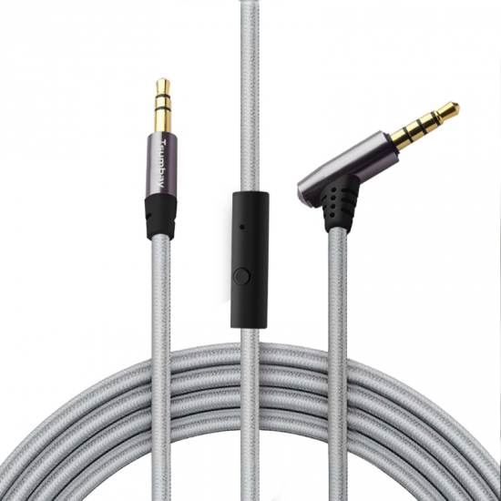 1M 3.5mm AUX Cable Male to Male Jack Audio Cable Cord with In-line Remote Microphone for Headphones