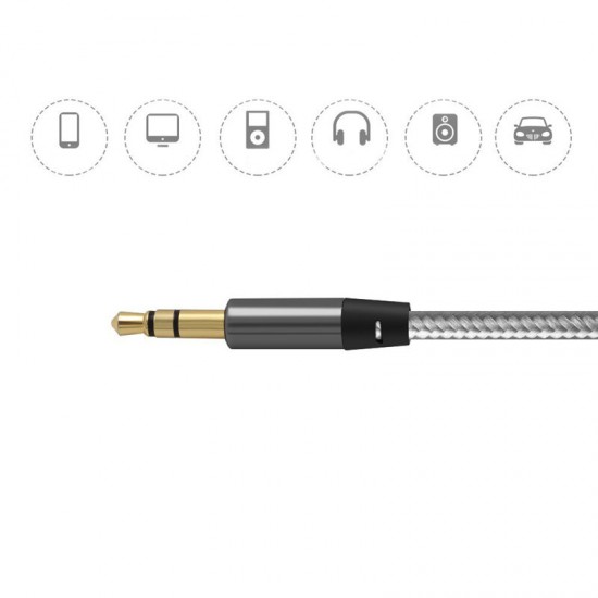 1M 3.5mm AUX Cable Male to Male Jack Audio Cable Cord with In-line Remote Microphone for Headphones