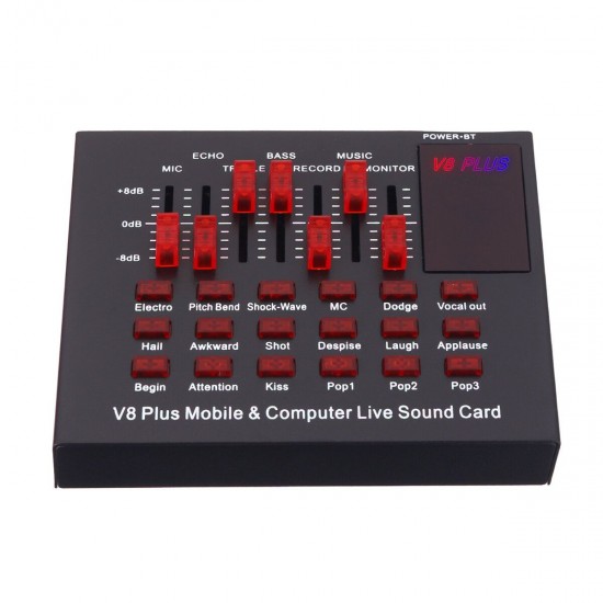 V8 PLUS Dual Channel 18 Sound Effects Live Sound Card Support Multifunctional Equalizer DSP Noise Reduction for Mobile Phone PC V8 PLUS Dual Channel 18 Sound Effects Live Sound Card Support Multifunctional Equalizer DSP Noise Reduction for Mobile Phone PC