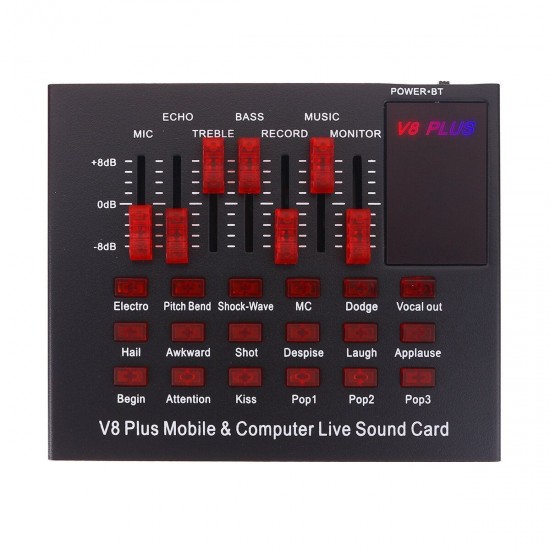 V8 PLUS Dual Channel 18 Sound Effects Live Sound Card Support Multifunctional Equalizer DSP Noise Reduction for Mobile Phone PC V8 PLUS Dual Channel 18 Sound Effects Live Sound Card Support Multifunctional Equalizer DSP Noise Reduction for Mobile Phone PC