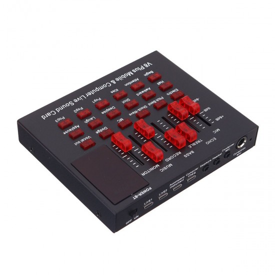 V8 PLUS Dual Channel 18 Sound Effects Live Sound Card Support Multifunctional Equalizer DSP Noise Reduction for Mobile Phone PC