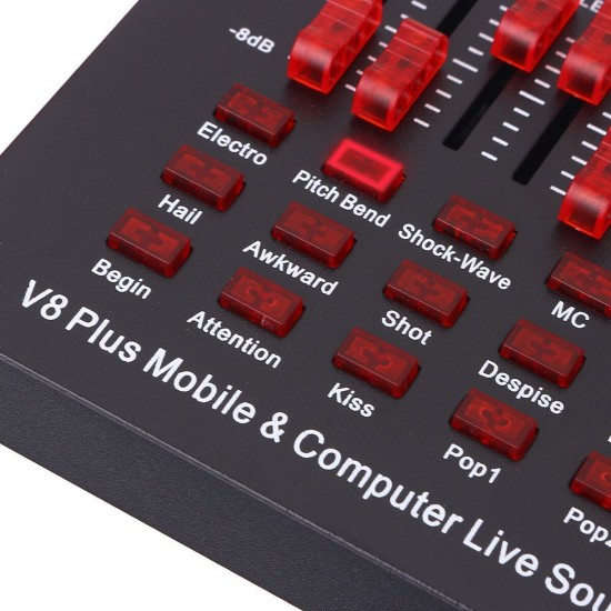 V8 PLUS Dual Channel 18 Sound Effects Live Sound Card Support Multifunctional Equalizer DSP Noise Reduction for Mobile Phone PC