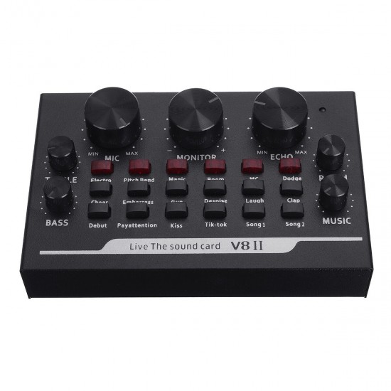 V811 Live Sound Card Electronic Sounds KTV Anchors Singing 3 Modes Music Live Sound Card for Phone Computer