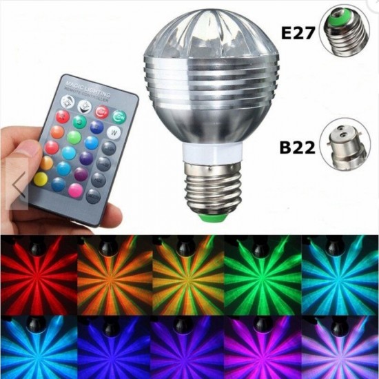 3W/10W RGB Colorful Bulb E27 B22 Remote Control Lamp AC85-265V