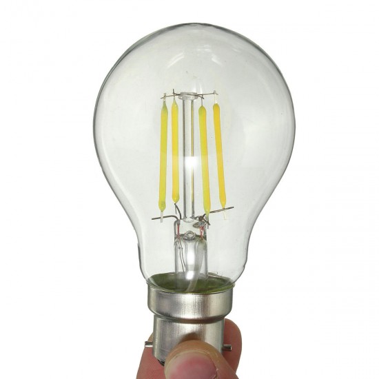 A60 B22 4W White Warm White COB LED Filament Retro Edison Bulbs AC 220V