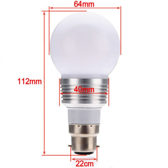 B22 16 Color RGB 3W LED Remote Control Colorful Spot Bulb AC 85-240V