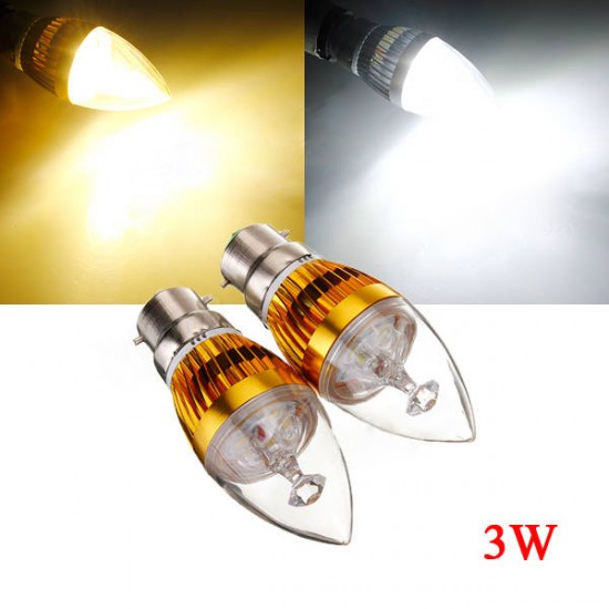 B22 3W 3 LED White/Warm White LED Candle Light Bulb 85-265V B22 3W 3 LED White/Warm White LED Candle Light Bulb 85-265V