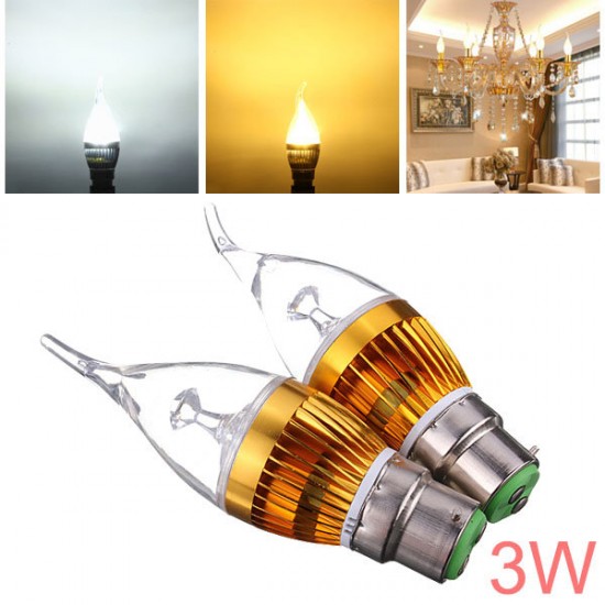 B22 3W AC85-265V White/Warm White Golden Cover LED Candle Light Bulb