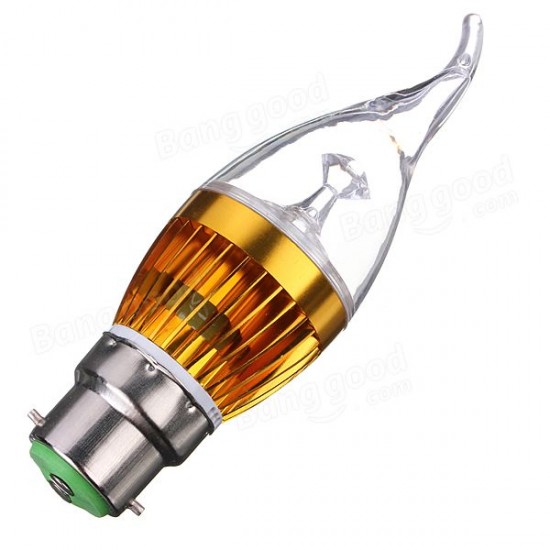 B22 3W AC85-265V White/Warm White Golden Cover LED Candle Light Bulb