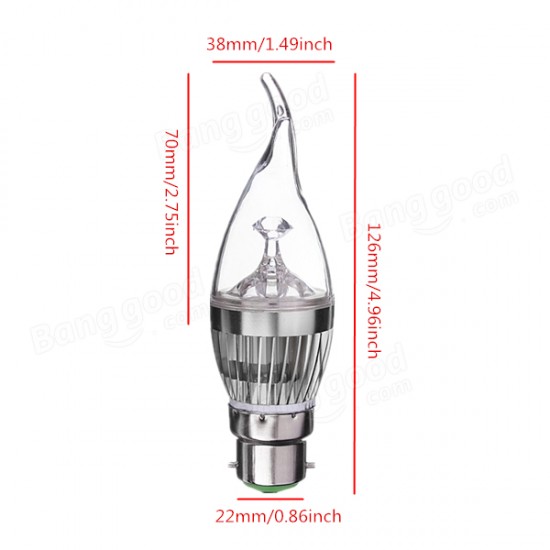 B22 4.5W 500-550lm White/Warm White LED Candle Light Bulb 85-265V