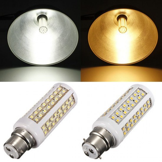 B22 9W Pure White/Warm White 114 SMD 3528 LED Corn Light Bulb 220V