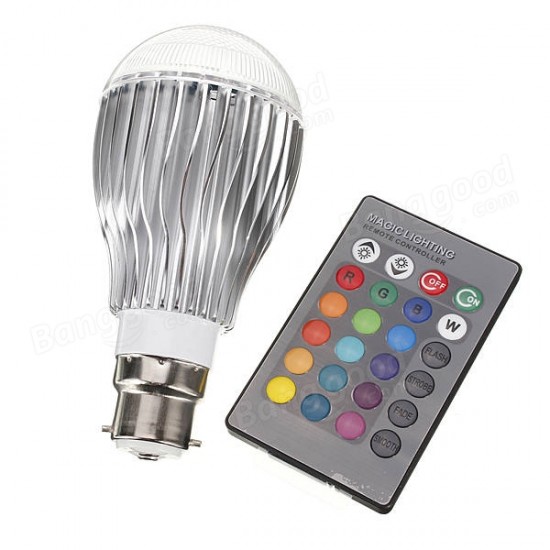 B22 9W RGB AC 85-265V LED Magic Light Bulb Lamp With IR Remote