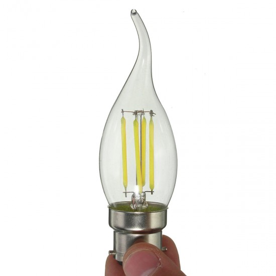 Dimmable AC220V B22 C35 4W Warm White LED Filament COB Retro Edison Light Bulb