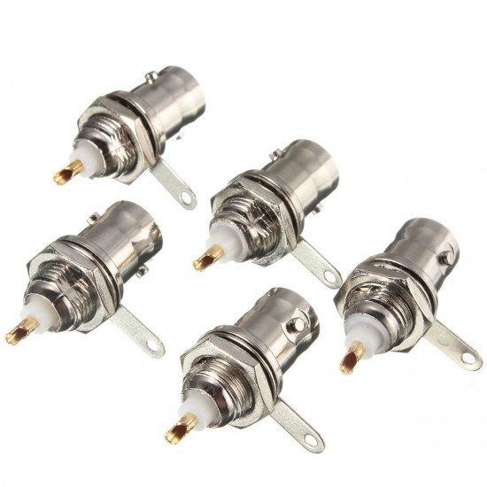 5pcs BNC Female Socket Solder Connector for Chassis Panel Mount Coaxial Cable