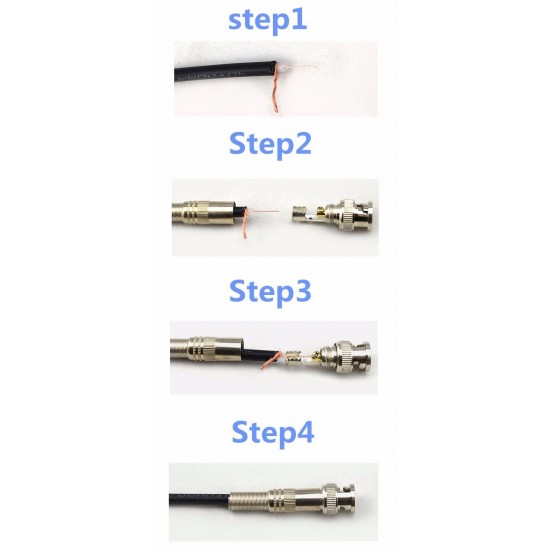 BNC Male Connector for RG-59 Coaxial Cable Brass End Crimp Cable Screwing CCTV Camera No Welding