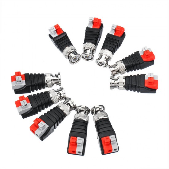 10Pcs Press Type BNC Female Video Adapter jack Connector CCTV Security Camera Surveillance Monitoring Video Adapter Welding-free Wire-press