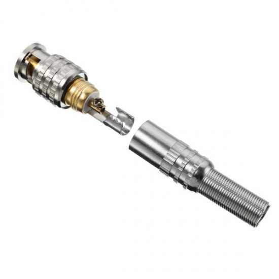 BNC Male Connector for RG-59 Coaxial Cable Brass End Crimp Cable Screwing Camera Free Welding BNC Male Connector for RG-59 Coaxial Cable Brass End Crimp Cable Screwing Camera Free Welding