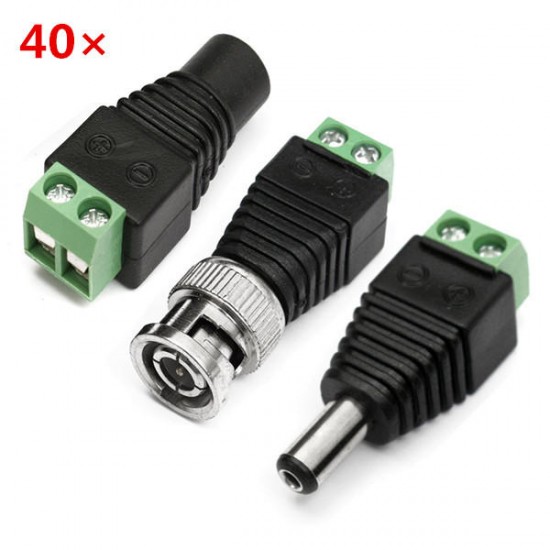 ST02 40Pcs BNC Terminal Connector DC 5.5x2.1mm Male/Female Connector