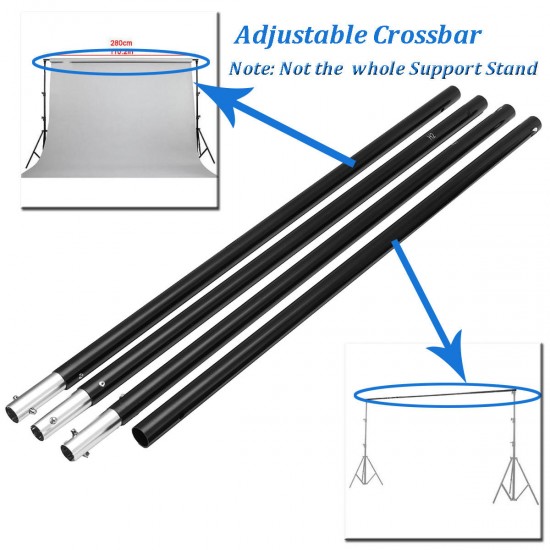 2.8m/9.2ft Photography Background Backdrop Support Stand System Adjustable Crossbar 2.8m/9.2ft Photography Background Backdrop Support Stand System Adjustable Crossbar
