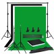 Photo Studio Background Support Stand Kit Black White Green Screen Backdrop Set