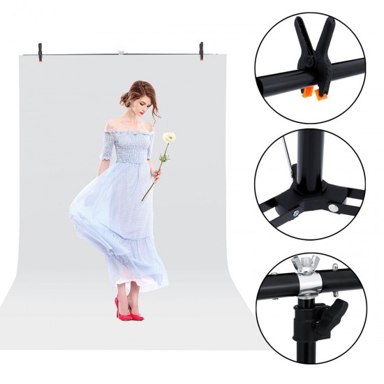 Photography Photo Screen Background Support Stand Triple Stand + White Backdrop