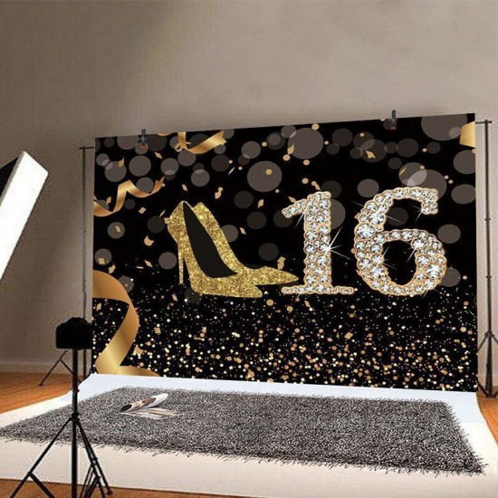 0.9x1.5M 1.5x2.1M 1.8x2.7M Number 16 Glitter Photography Backdrop Studio Photo Background Prop Decorate