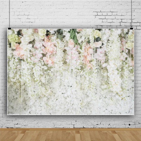 0.9x1.5m 1.5x2.1m 1.8x2.7m White Flowers Sea Photography Studio Wall Backdrop Photo Background Cloth for Birthday Wedding Party