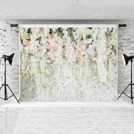 0.9x1.5m 1.5x2.1m 1.8x2.7m White Flowers Sea Photography Studio Wall Backdrop Photo Background Cloth for Birthday Wedding Party