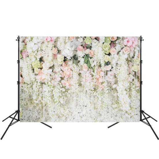 0.9x1.5m 1.5x2.1m 1.8x2.7m White Flowers Sea Photography Studio Wall Backdrop Photo Background Cloth for Birthday Wedding Party