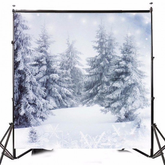 10x10FT Vinyl Winter Snow Lonely Forest Photography Backdrop Background Studio Prop