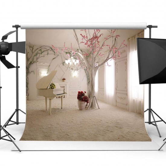 10x10FT White Piano Room Theme Rose Photography Backdrop Studio Prop Background