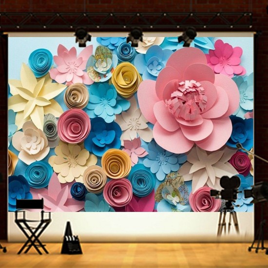150cm x 90cm Colorful Paper Flower Photography Backgrounds Child Vinyl Photo Backdrops