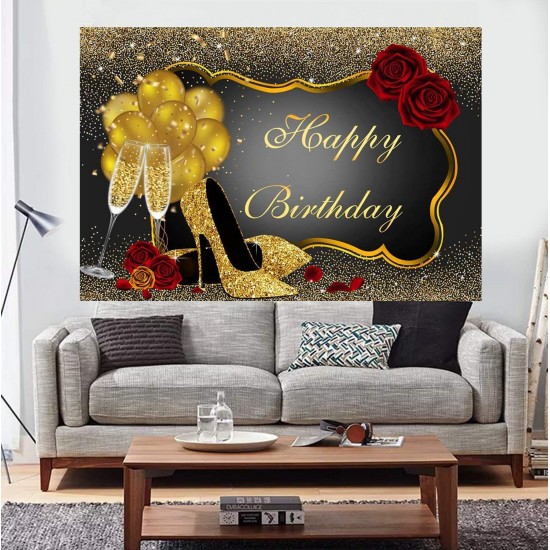 150x100CM 220x150CM 250x180CM Spray Painted Vinyl Gold Balloon Glass Rose Photography Backdrop Background Cloth