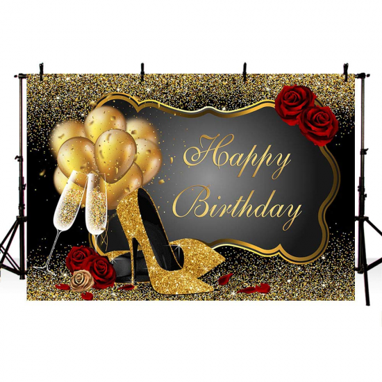 150x100CM 220x150CM 250x180CM Spray Painted Vinyl Gold Balloon Glass Rose Photography Backdrop Background Cloth