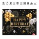 150x100CM 220x150CM 250x180CM Spray Painted Vinyl Golden Balloons Stars Photography Backdrop Background Birthday Party Decoration