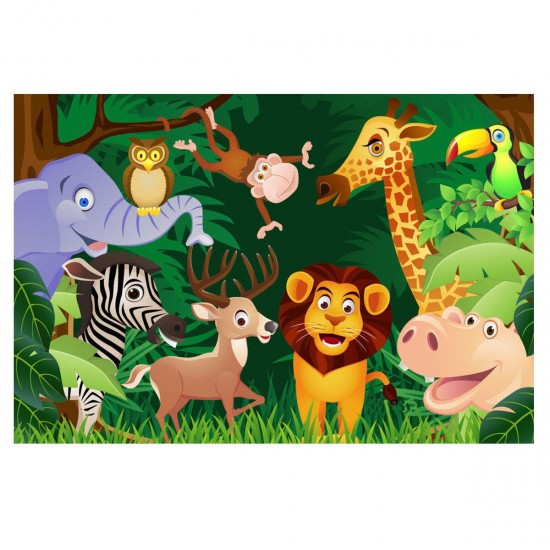 150x100cm 210x150cm Cartoon Green Jungle Lion Animals Baby Photography Background Cloth Studio Backdrop Props