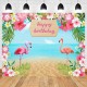 150x100cm 220X150cm Flowers Flamingo Sea Sand Beach Vinyl Backdrops Studio Background Happy Birthday Party Decoration